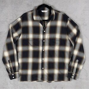3sixteen Open Collar Long Sleeve Button Up Shirt Men's Large Burnt Sienna Plaid